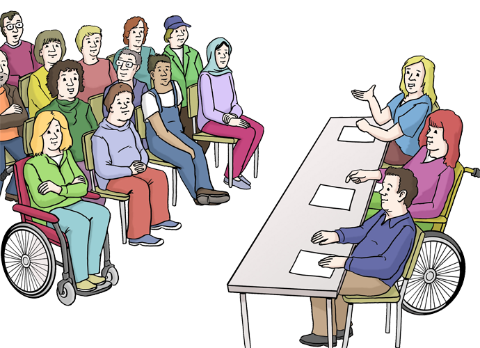 Illustration einer Versammlung von Menschen