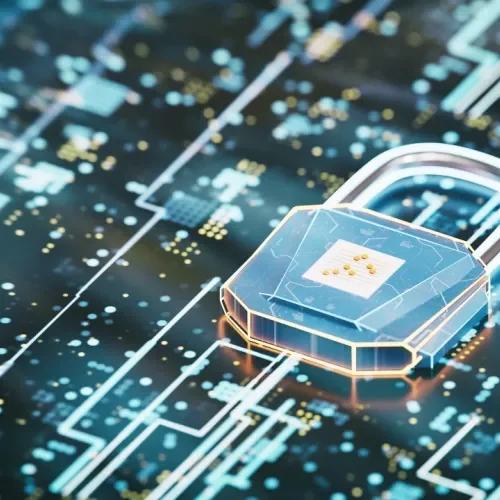 Ein Schloss auf einer digitalen Platte