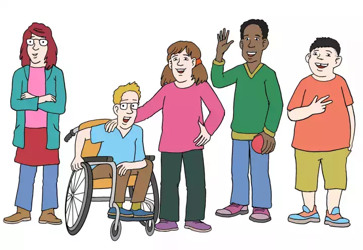 Illustration Jugendliche mit und ohne Behinderung