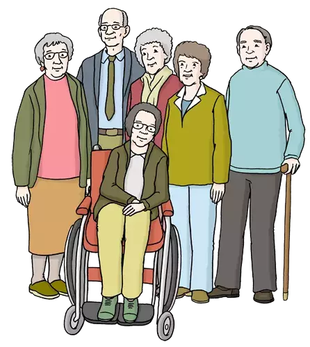 Illustration einer Gruppe älterer Menschen
